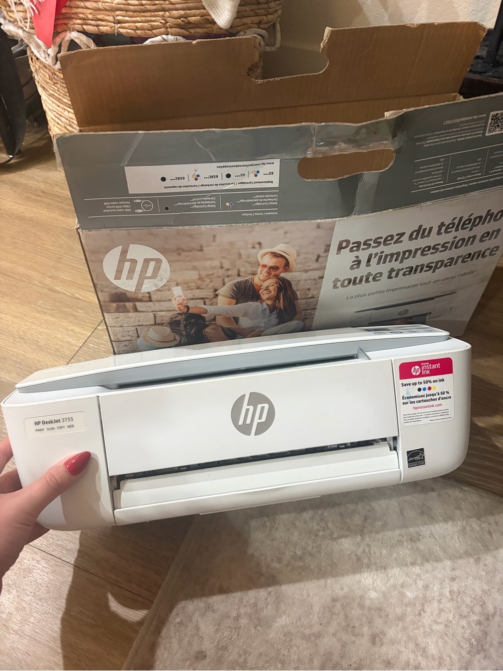 HP White and Light Gray DeskJet 3755 Compact Printer